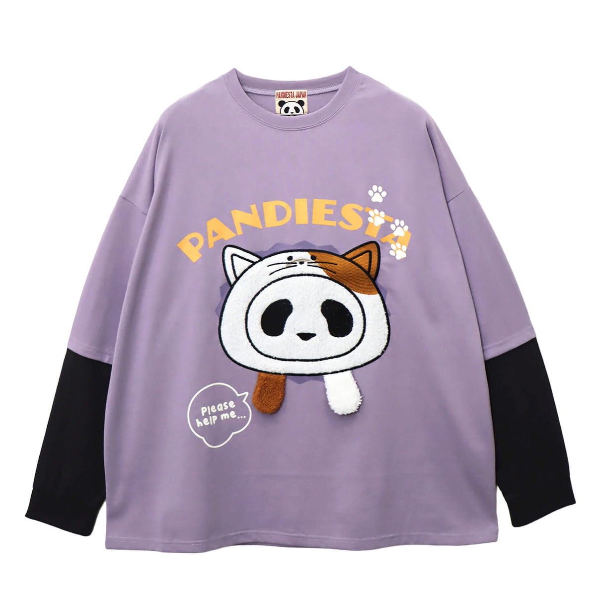 ぱんだ☆ PANDIESTA 飛び出し にゃんこぱんだ ロングスリーブ Tシャツ(595751