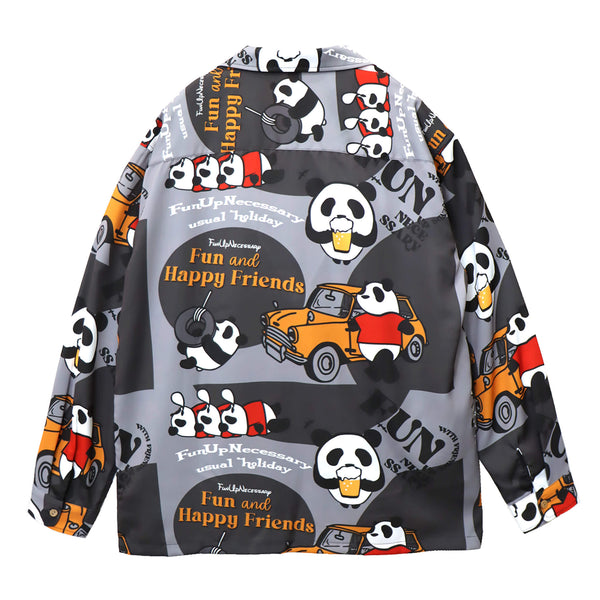 PANDIESTA BEER＆CARS PANDA 総柄 オープンシャツ(595321 MENS)
