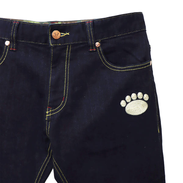 熊猫謹製 スリムストレート ストレッチ デニム パンツ(595650）