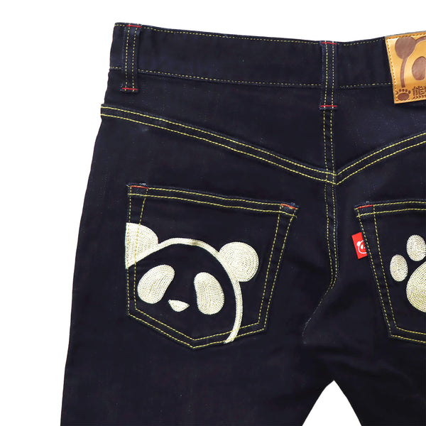 熊猫謹製 スリムストレート ストレッチ デニム パンツ(595650）
