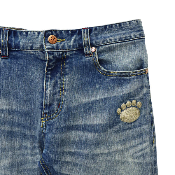 熊猫謹製 スリムストレート ストレッチ デニム パンツ(595650）