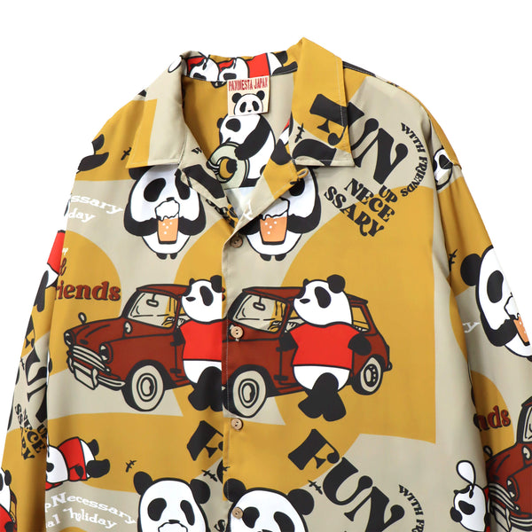 PANDIESTA BEER＆CARS PANDA 総柄 オープンシャツ(595321 MENS)