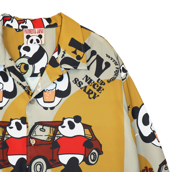 PANDIESTA BEER＆CARS PANDA 総柄 オープンシャツ(595321 MENS)