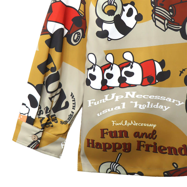 PANDIESTA BEER＆CARS PANDA 総柄 オープンシャツ(595321 MENS)