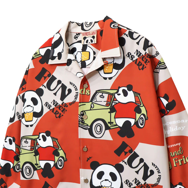 PANDIESTA BEER＆CARS PANDA 総柄 オープンシャツ(595321 MENS)