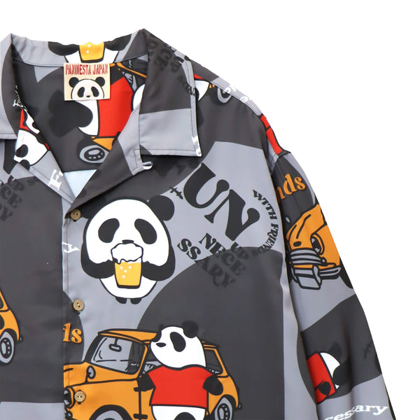 PANDIESTA BEER＆CARS PANDA 総柄 オープンシャツ(595321 MENS)