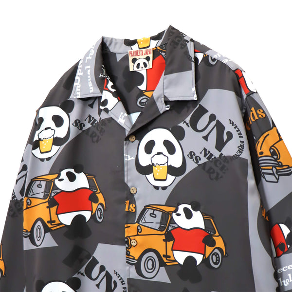 PANDIESTA BEER＆CARS PANDA 総柄 オープンシャツ(595321 MENS)