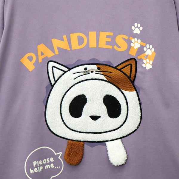 PANDIESTA 飛び出し にゃんこぱんだ ロングスリーブ Tシャツ(595751 MENS/WOMENS)