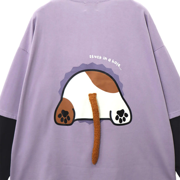 PANDIESTA 飛び出し にゃんこぱんだ ロングスリーブ Tシャツ(595751 MENS/WOMENS)