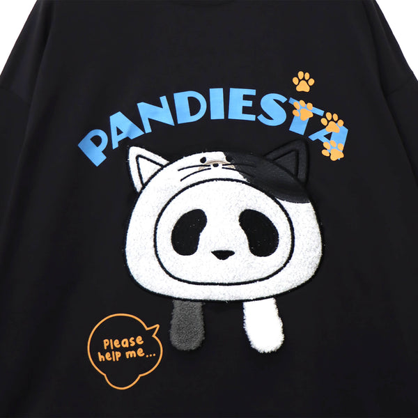 PANDIESTA 飛び出し にゃんこぱんだ ロングスリーブ Tシャツ(595751 MENS/WOMENS)
