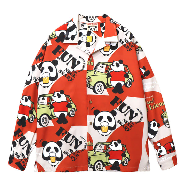 PANDIESTA BEER＆CARS PANDA 総柄 オープンシャツ(595321 MENS)