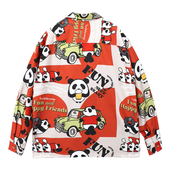 PANDIESTA BEER＆CARS PANDA 総柄 オープンシャツ(595321 MENS)