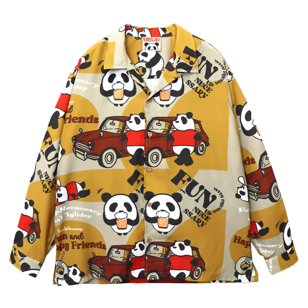 PANDIESTA BEER＆CARS PANDA 総柄 オープンシャツ(595321 MENS)