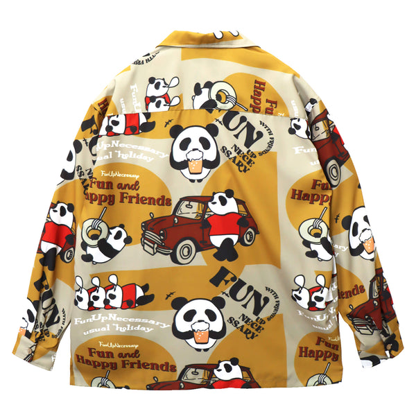 PANDIESTA BEER＆CARS PANDA 総柄 オープンシャツ(595321 MENS)